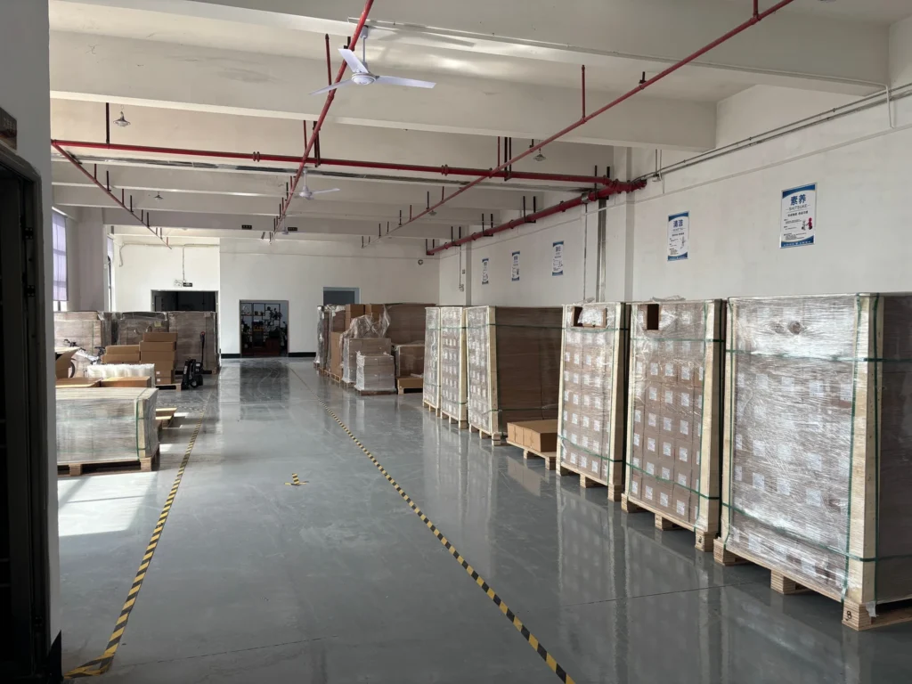 Packaged cartons stored on pallets